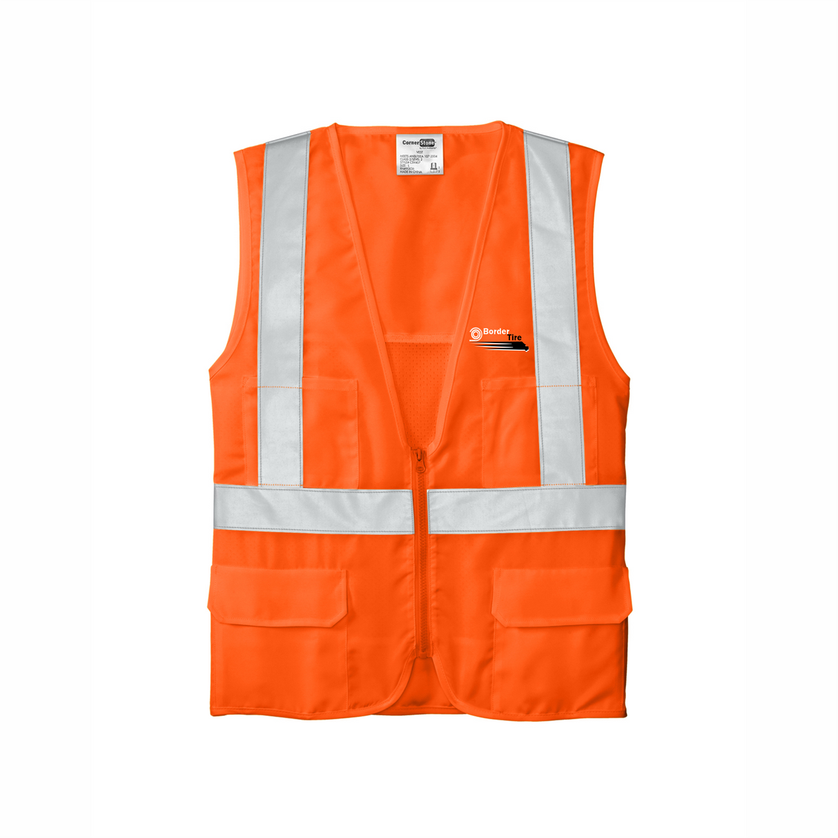 Border Tire ANSI 107 Class 2 Mesh Back Safety Vest