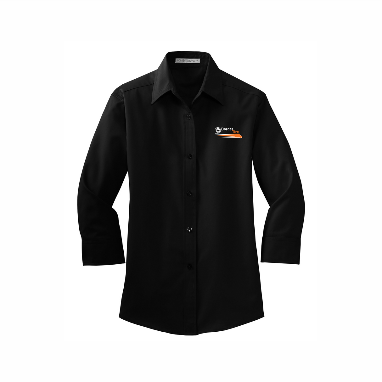 Border Tire Ladies 3/4-Sleeve Easy Care Full-Button Shirt