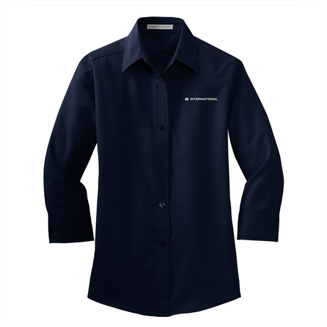 BI International Ladies 3/4-Sleeve Easy Care Full-Button Shirt