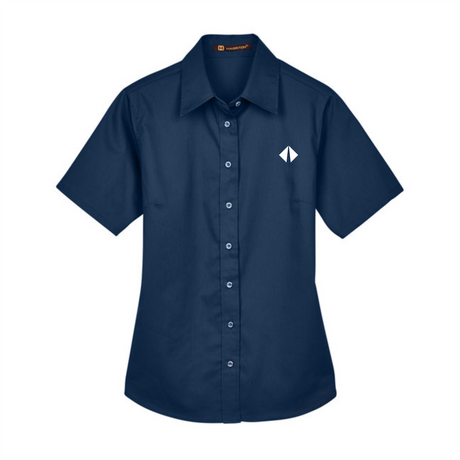 BI Diamond Ladies' Easy Blend™ Short-Sleeve Twill Shirt with Stain-Release