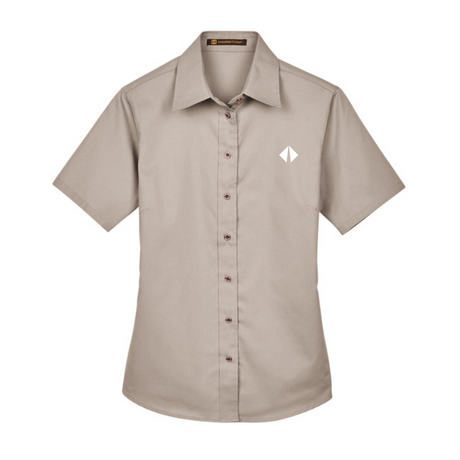 BI Diamond Ladies' Easy Blend™ Short-Sleeve Twill Shirt with Stain-Release