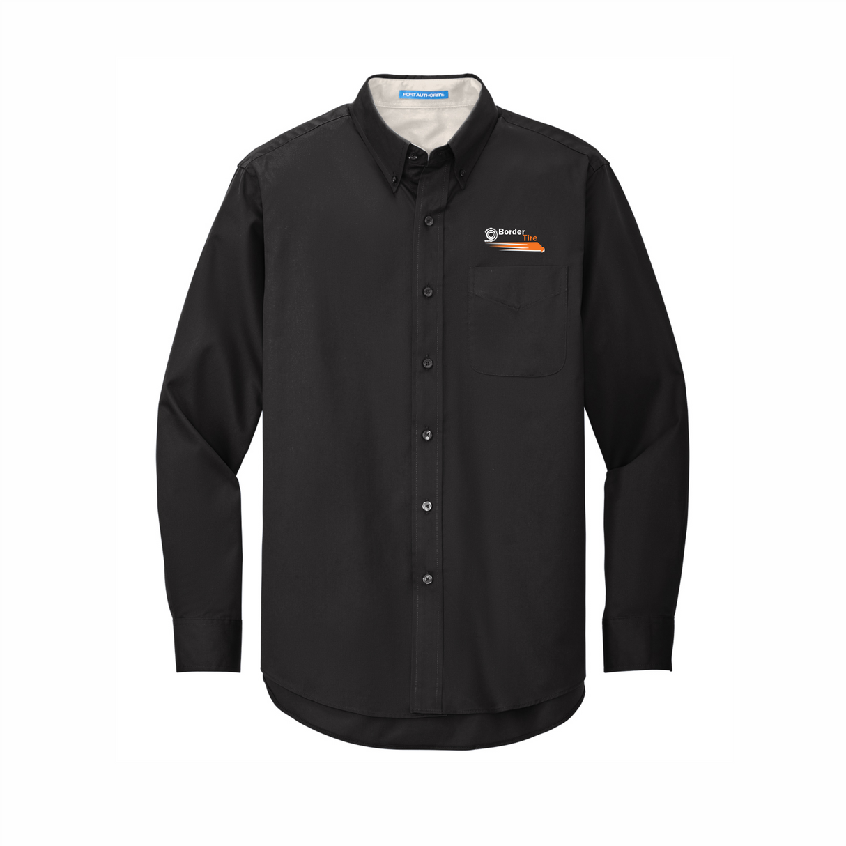 Border Tire Long-Sleeve Easy Care Full-Button Shirt