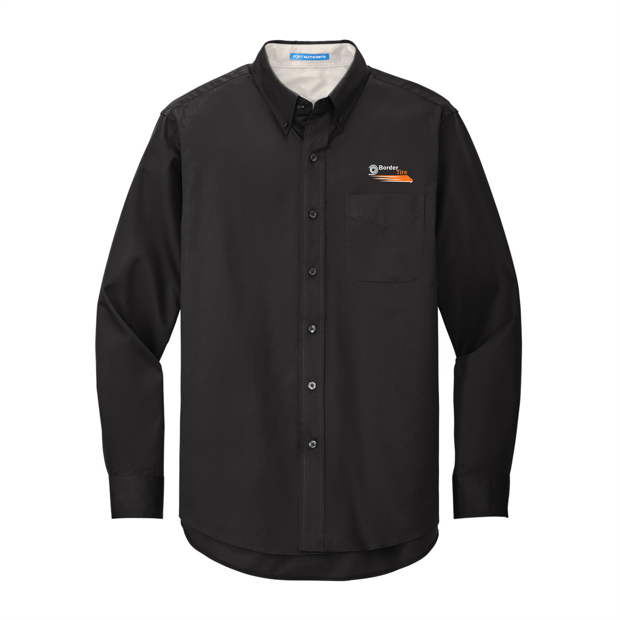 Border Tire Tall Long-Sleeve Easy Care Full-Button Shirt