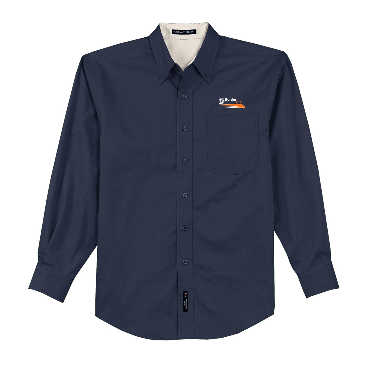 Border Tire Tall Long-Sleeve Easy Care Full-Button Shirt