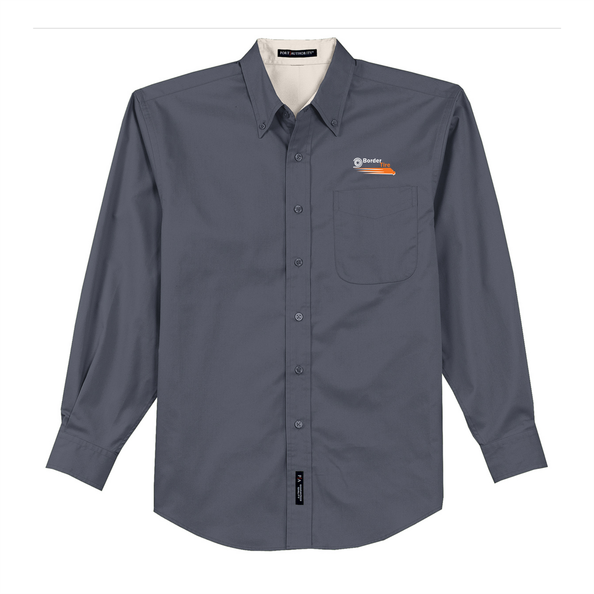 Border Tire Tall Long-Sleeve Easy Care Full-Button Shirt