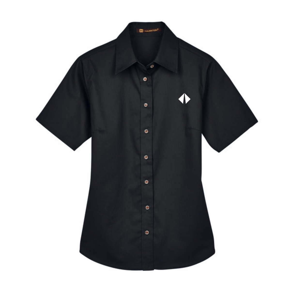 Border International Diamond Logo Ladies' Easy Blend™ Short-Sleeve Twill Shirt with Stain-Release