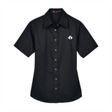 Border International Diamond Logo Ladies' Easy Blend™ Short-Sleeve Twill Shirt with Stain-Release
