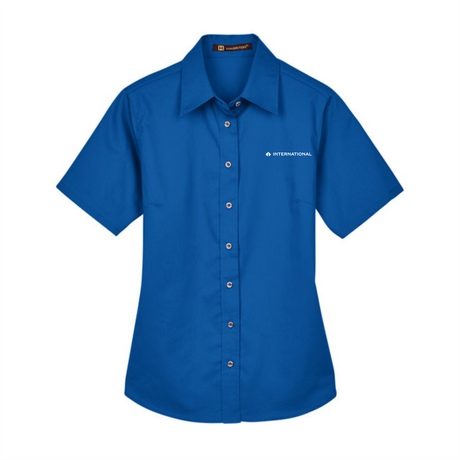 BI International Ladies' Easy Blend Short-Sleeve Twill Shirt with Stain-Release