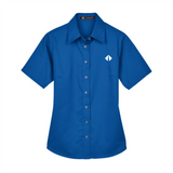 Border International Diamond Logo Ladies' Easy Blend™ Short-Sleeve Twill Shirt with Stain-Release