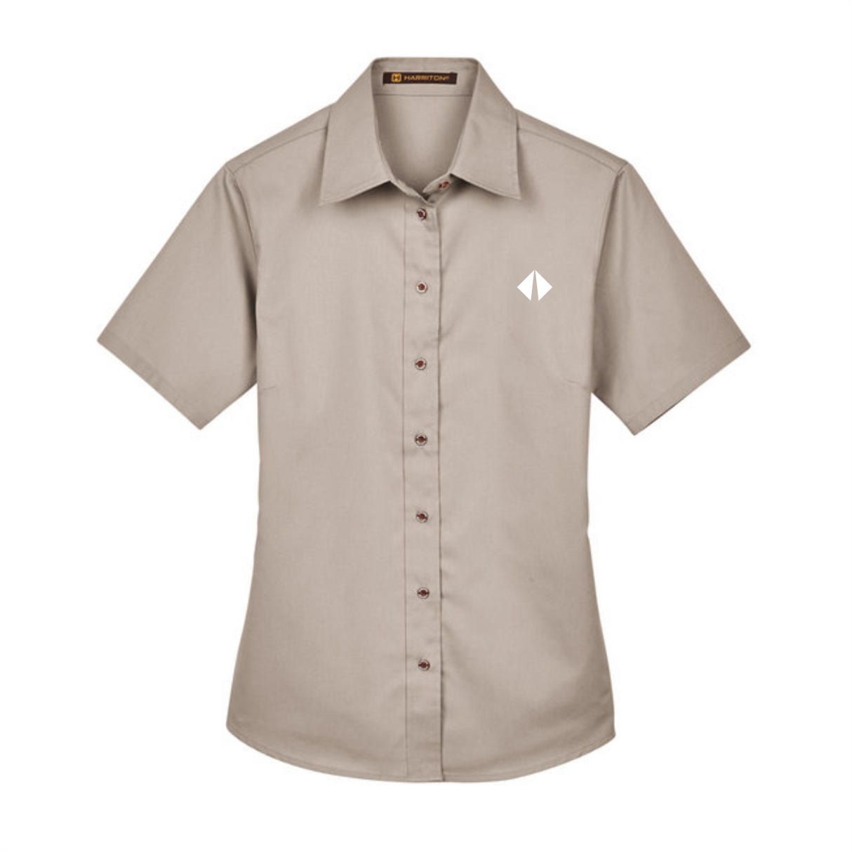 Border International Diamond Logo Ladies' Easy Blend™ Short-Sleeve Twill Shirt with Stain-Release