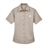 Border International Diamond Logo Ladies' Easy Blend™ Short-Sleeve Twill Shirt with Stain-Release
