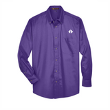 Border International Diamond Logo Easy Blend™ Long-Sleeve Twill Shirt with Stain-Release