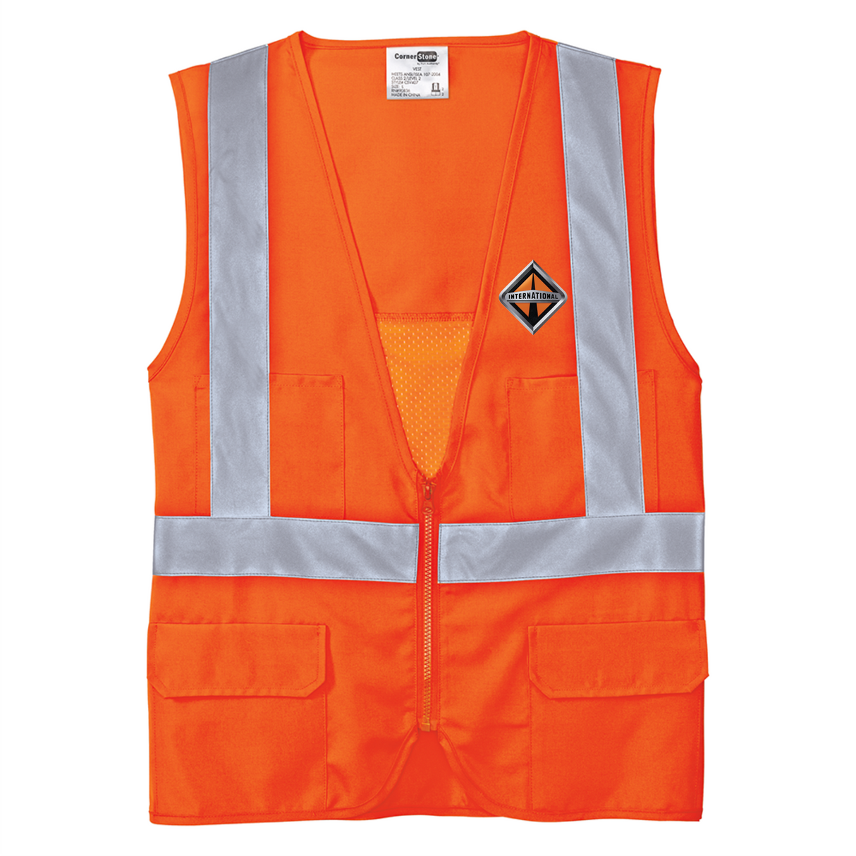 Border International Diamond Logo ANSI 107 Class 2 Mesh Back Safety Vest