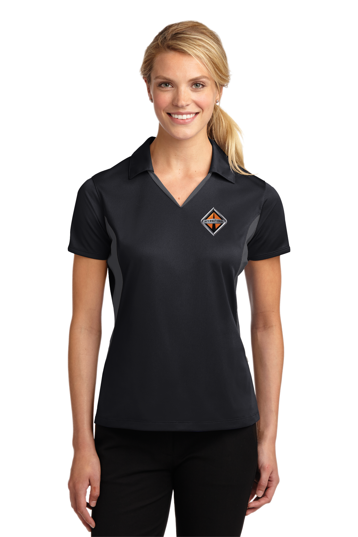 Border International Diamond Logo Ladies' Side Blocked Micropique Performance Polo