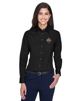 Border International Diamond Logo Ladies' Easy Blend™ Long-Sleeve Twill Shirt with Stain-Release