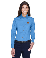 Border International Diamond Logo Ladies' Easy Blend™ Long-Sleeve Twill Shirt with Stain-Release