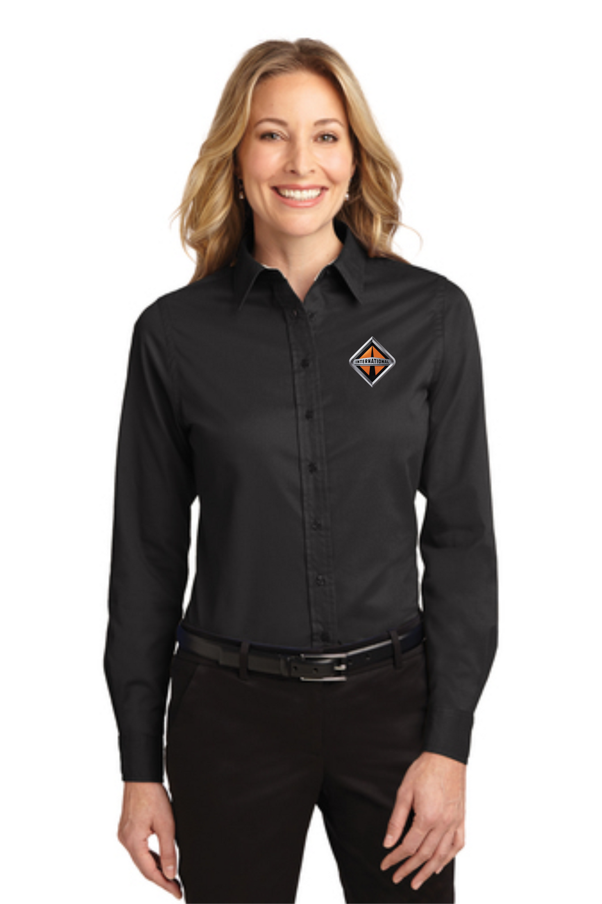 Border International Diamond Logo Ladies' Long-Sleeve Easy Care Full-Button Shirt