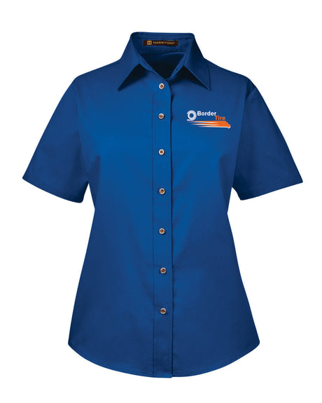 Border Tire Ladies' Easy Blend™ Short-Sleeve Twill Shirt with Stain-Release