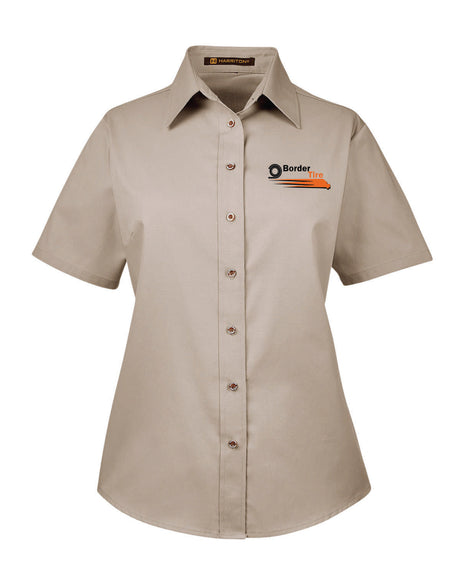 Border Tire Ladies' Easy Blend™ Short-Sleeve Twill Shirt with Stain-Release