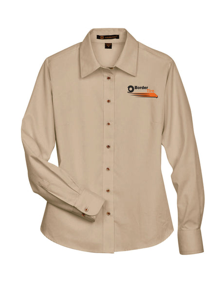 Border Tire Ladies' Easy Blend™ Long-Sleeve Twill Shirt with Stain-Release