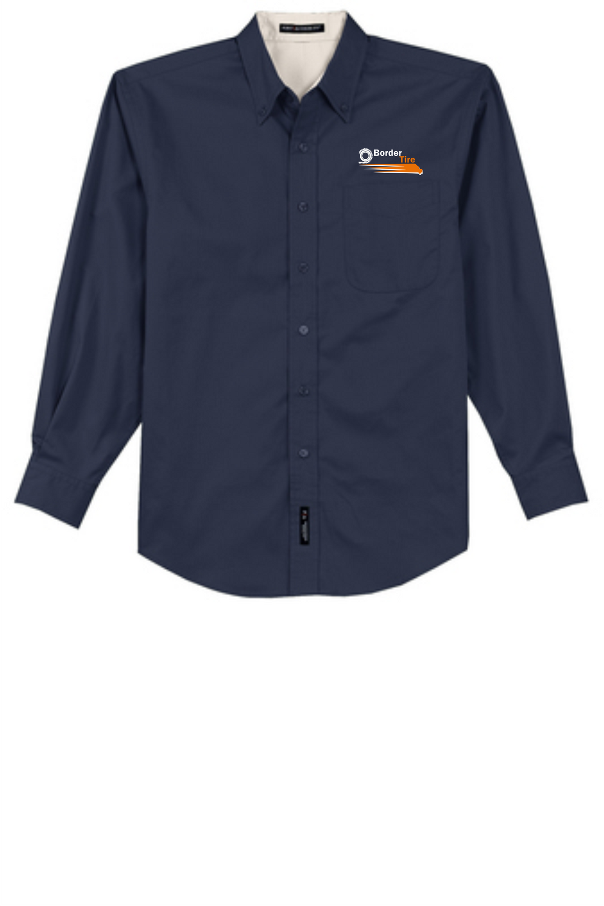 Border Tire Tall Long-Sleeve Easy Care Full-Button Shirt